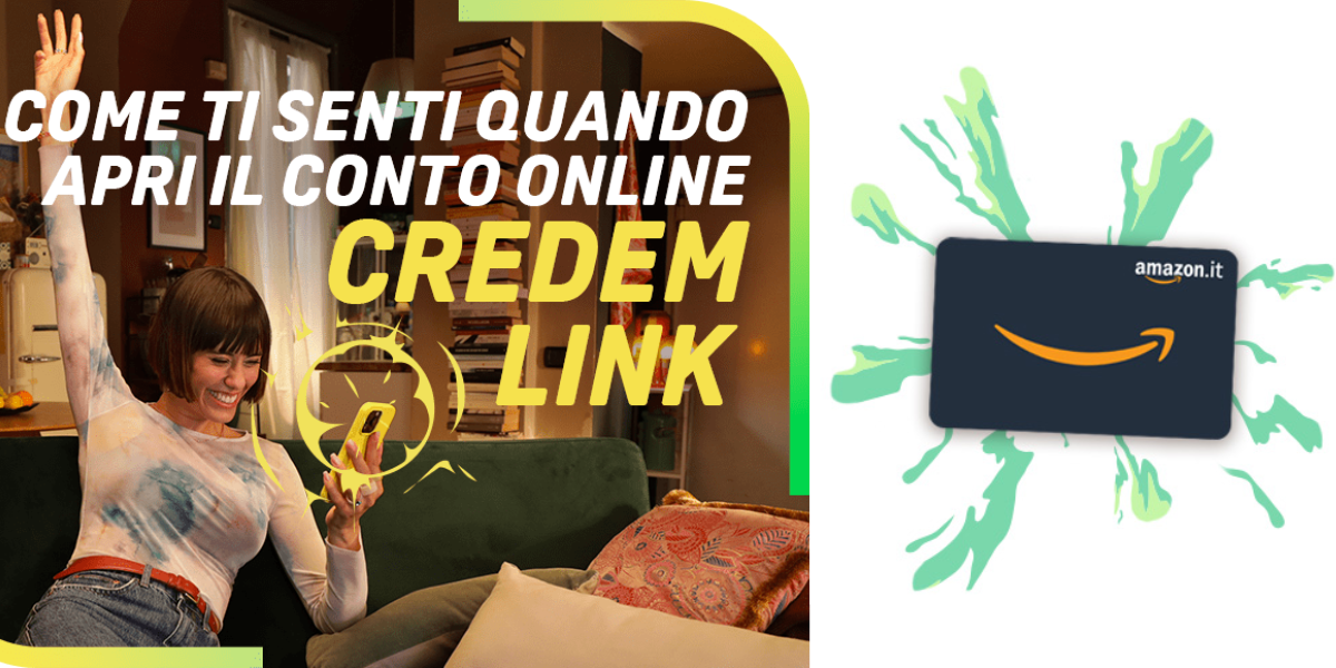 Credem Link, conto corrente online con 50€ Amazon GRATIS